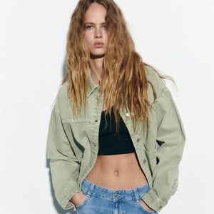 Zara Green Shirt Jacket